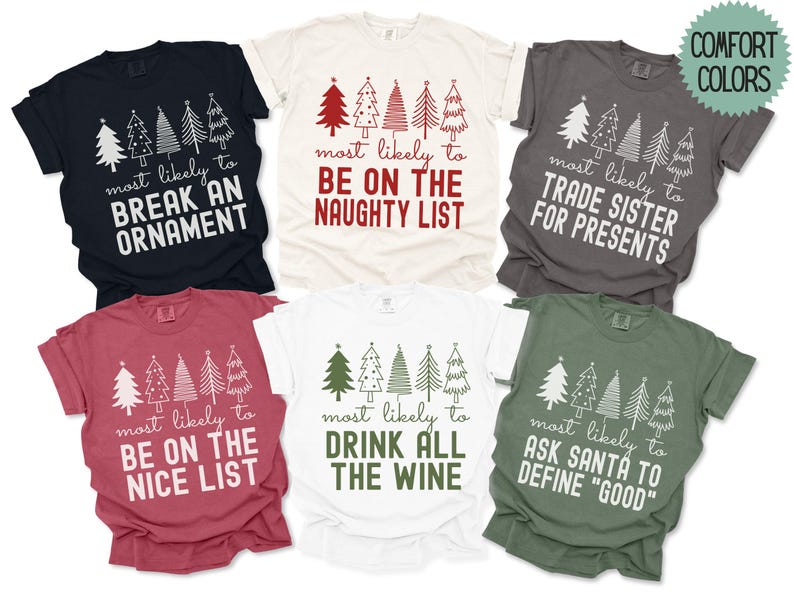 Most Likely to Christmas Tree Shirts Comfort Colors® Personalized