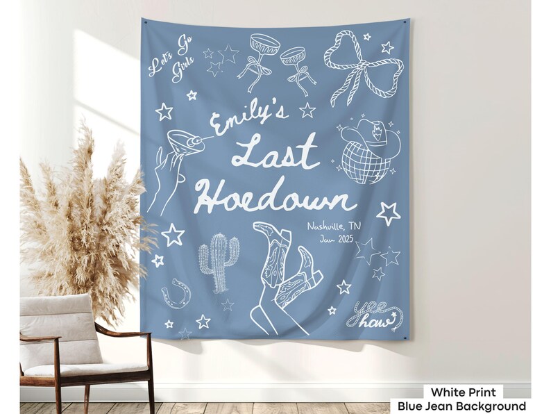 Disco cowgirl-themed Last Rodeo banner for country-loving brides, complete with personalized text for bach weekends.