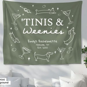 Funny bridal shower banner for Weenies and Martinis themes, perfect for dog-friendly bach celebrations or custom bach decor.