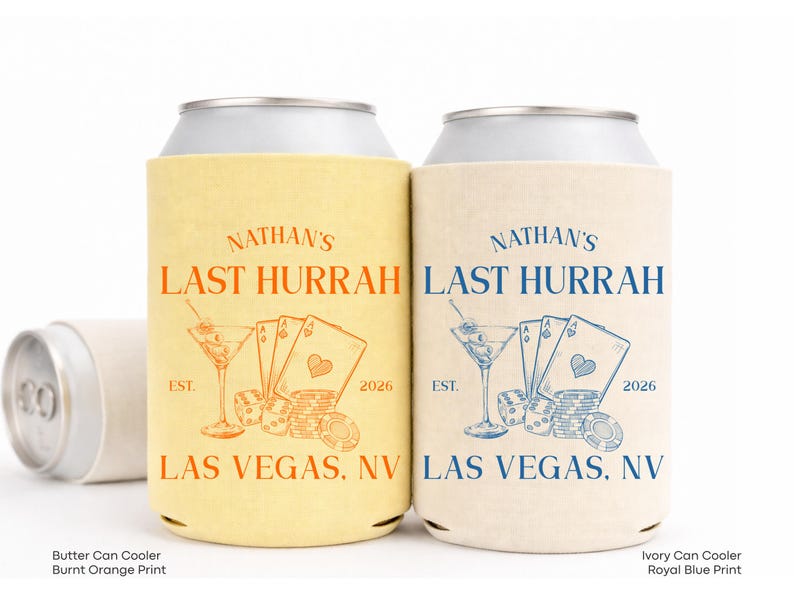 Casino themed bachelor party koozie.