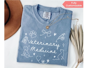 Comfort Colors® Veterinary Medicine Shirt Vet Tech Gift Veterinarian Icons Sweatshirt Veterinary Nurse Long Sleeve Tshirt Vet Student Outfit