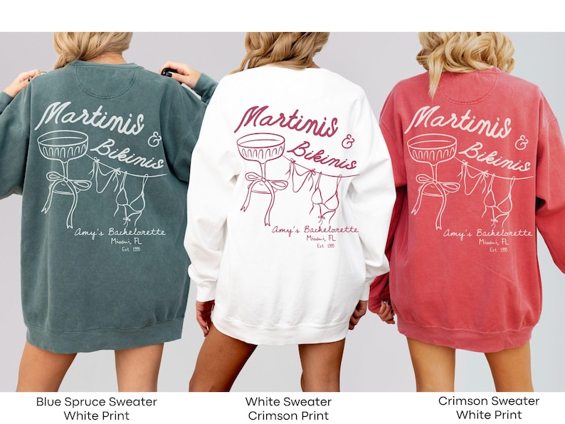Designed for the fun-loving bride, this Martinis & Bikinis shirt adds a playful and stylish touch to any beach bachelorette.