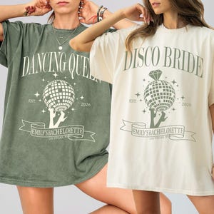 Camiseta personalizada para despedida de soltera estilo Last Disco Comfort Colors®, camiseta Dancing Queen, camiseta a juego personalizada para novia y dama de honor estilo disco Abba Top