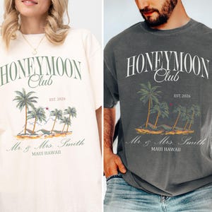 Mr and Mrs Shirts Comfort Colors®, Custom Couples Honeymoon Vacation T-Shirts, Just Married Shirt, Hubby Wifey TShirt Couple Matching Outfit