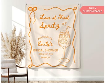 Love At First Spritz Bridal Shower Welcome Sign Sun Spritzy Bachelorette Party Banner Decor, Spritz Theme Bach Photo Backdrop Beach