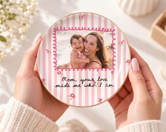 Personalised Mom Photo Jewelry Dish, Custom Mother Daughter Ring Dish, Mothers Day Gift for Mom Birthday Gift From Daughter, Mum Keepsake