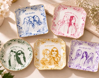 Personalised Best Friend Photo Jewelry Dish, Custom Bestie Portrait Ring Dish, Soul Sister Birthday Gift Friendship Keepsake Bridesmaid Gift