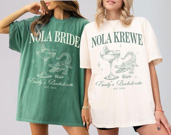 Custom New Orleans Bachelorette Shirt, Nola Bride Nola Krewe Bridal Party Matching T-Shirt, Mardi Gras Bach Tee Louisiana Girl Trip Outfit