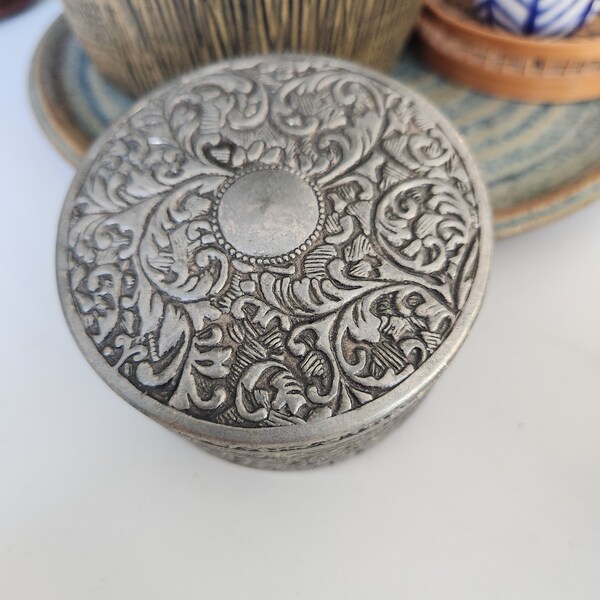 Ornate antique silver jewelry box
