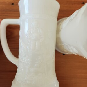 1930s Federal Milk Glass Beer Steins Pub Scene