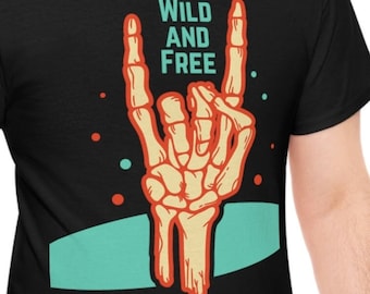 Wild and Free Skull - Unisex T-shirt van zwaar katoen