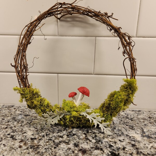 Mushroom Wreath Decor Etsy