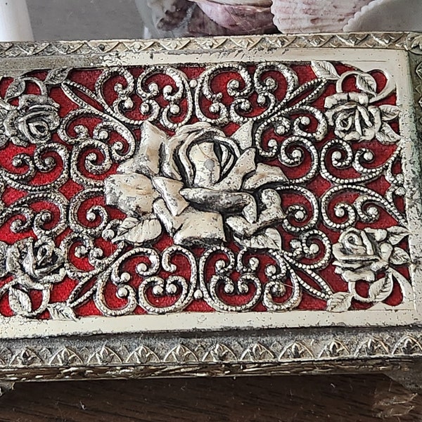 Ornate antique silver jewelry box