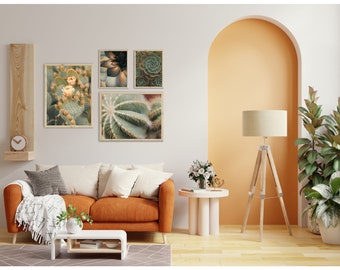 Impresionantes impresiones de Cati y suculentas para arte de descarga digital DIY, arte moderno y elegante de Boho