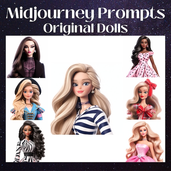 Midjourney Prompy, Original Dolls Prompt, Cute clipart, Ai Art, Midjourney V5, Fashion AI prompt, Digital Art, prompting Ai art