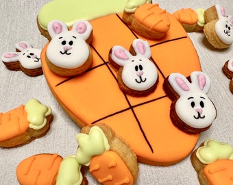 Tic Tac toe Easter Cookies - Bespoke Cookies - Edible Gift - Easter Biscuit- Easter Decorated Cookies - Easter Decorated Biscuit - Bunny