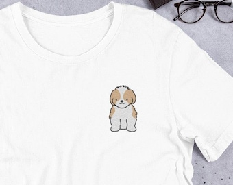 Doodle Puppy Embroidered T-Shirt Doodle Dog Top Dog Mum Gift Unisex Clothing