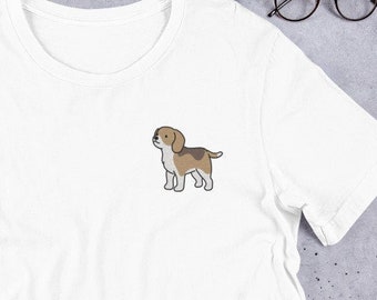 Beagle Puppy Embroidered T-Shirt Beagle Dog Top Dog Mum Gift Unisex Clothing