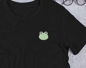 Cute Frog Embroidered T-Shirt Adorable Happy Froggo Frog Lover Gifts Unisex Clothing