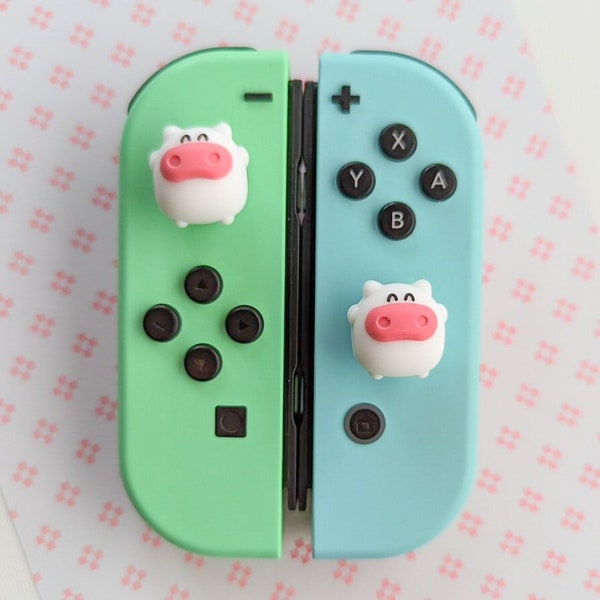 Anime Cute Cow Moo Switch Thumb Grip Joycon Joystick Silicone Caps For Nintendo Switch/Switch OLED/Switch Lite - Gift Gaming Accessories