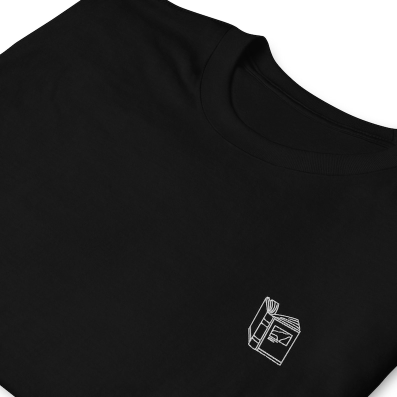 Open Book Embroidered T-Shirt, Bookish Clothing, Unisex