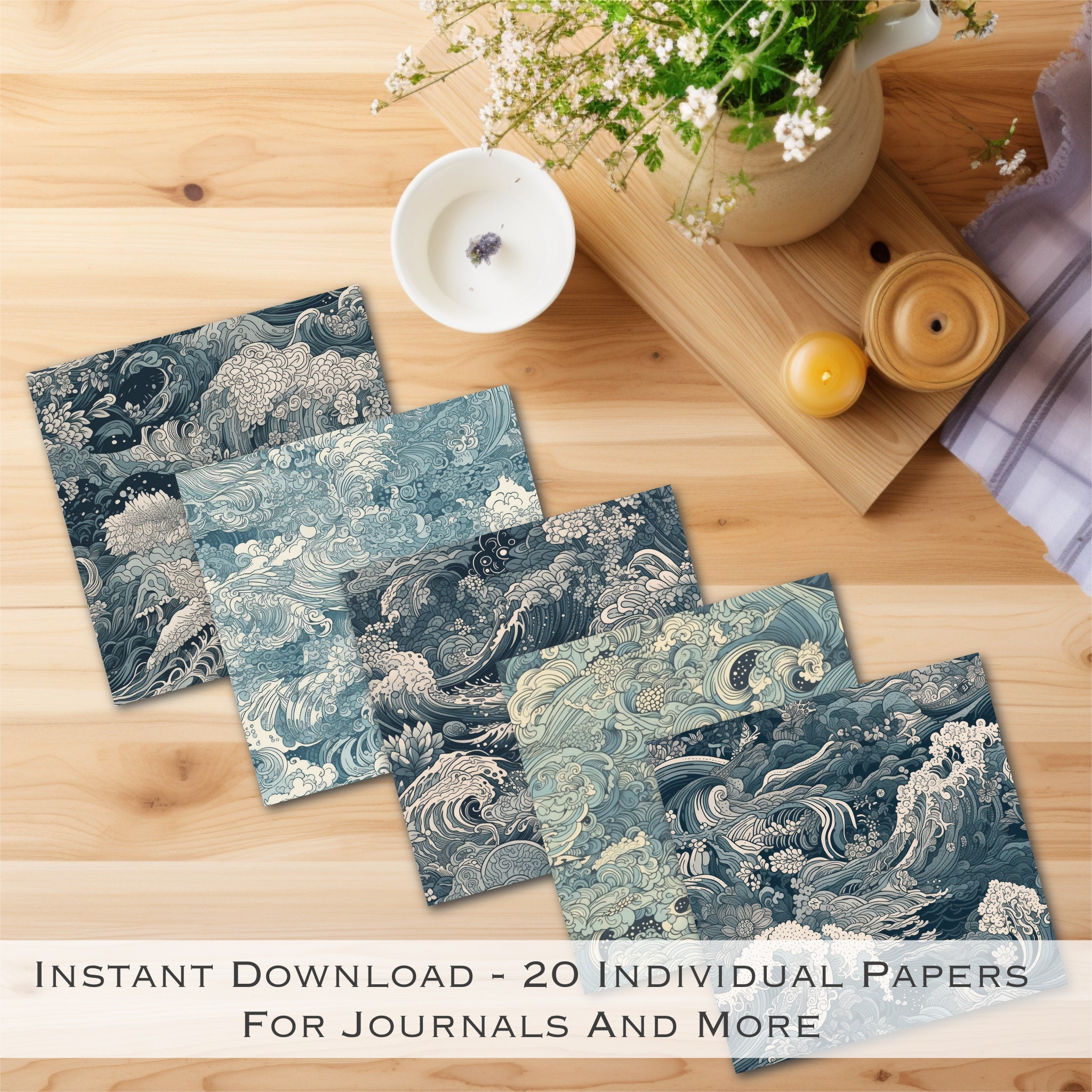 20 Japanese Wave Digital Patterns 4k Full HD Seamless - Etsy