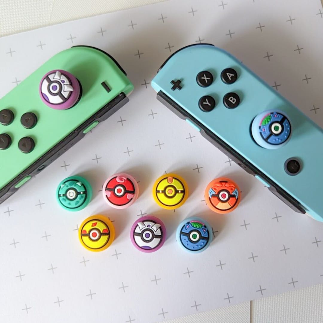 Cute Pokemon Pokeball Inspired Switch Thumb Grip Joycon Joystick Caps ...