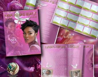 PINK MYA Elegant Obituary Program | Bifold| Template| Obituary | Funeral | Announcement | Keepsake| Rest In Peace| Canva PRO