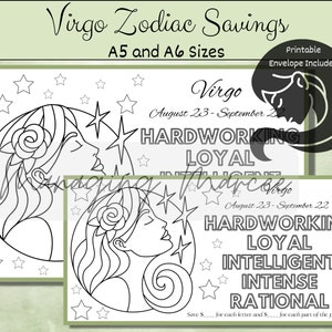 Virgo Zodiac Savings Challenge | Color and Save | Pick Your Own Amount | Debt Payoff Challenge | Envelope Stuffing | Printable Envelope Inc