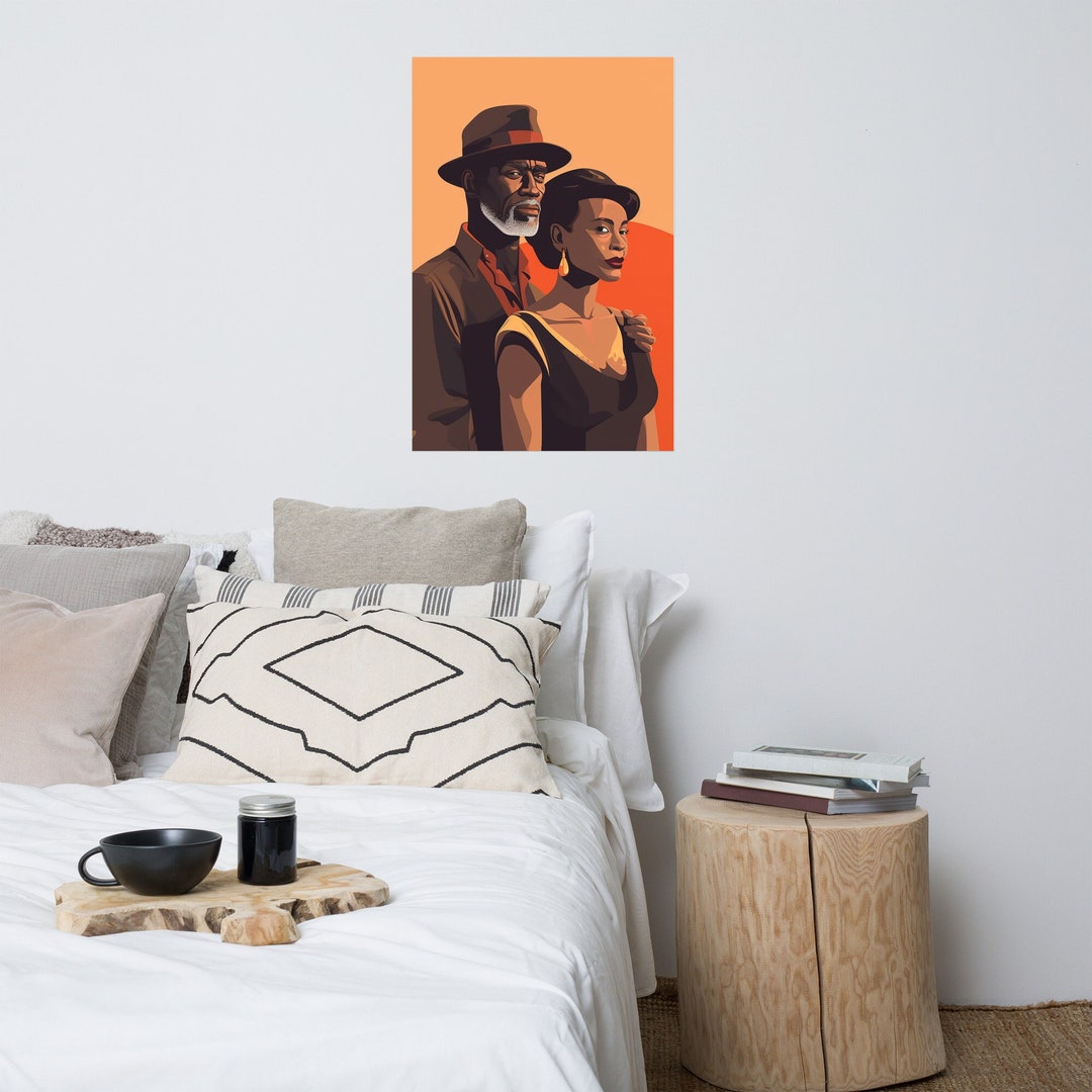 Black Couple Poster Black Love Wall Art African American Black
