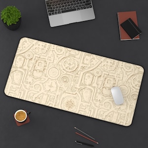 Fantasy Map Desk Mat, DnD Dice Desk Mat XL Mouse Pad, Parchment Game Map Desk Pad, Cute DnD Desk Decor for Player and DM