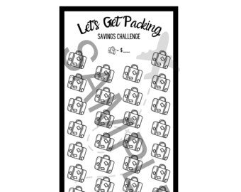 Let's Get Packing! Savings Challenge- Printable Savings Challenge- Travel Savings A6