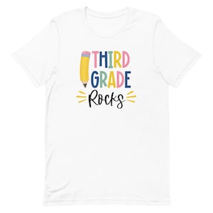 Third Grade Rocks Teacher Shirt – Cute Pencil Design | Back to School Teacher Tee | 3rd Grade Teacher Gift | Teacher Appreciation Shirt