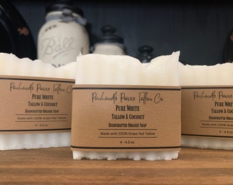 100% Grassfed Tallow & Organic Unrefined Coconut Oil Unscented Soap | No Olive Oil | Panhandle Prairie