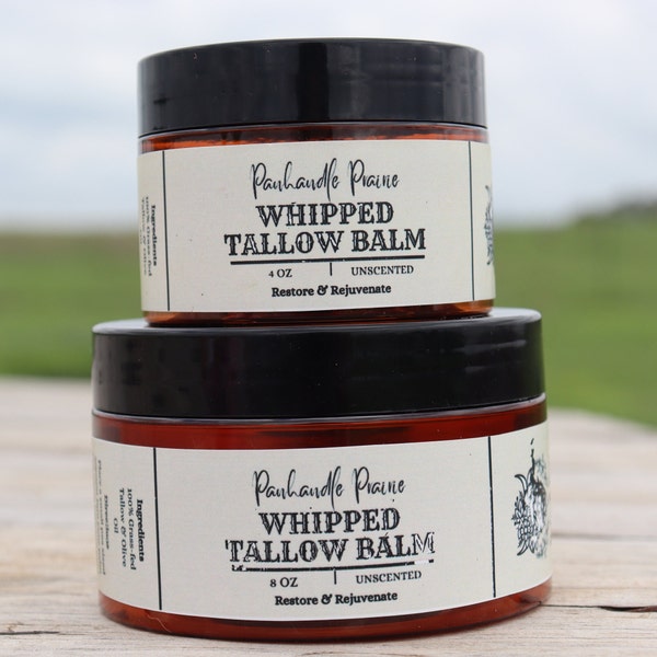 Organic 100% Grassfed Whipped Tallow Balm Unscented | No Seed Oils| Grassfed Tallow & Organic Olive Oil