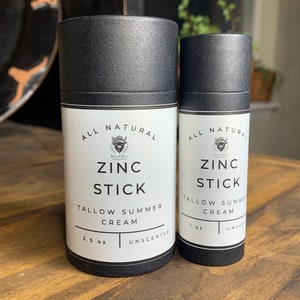 Grassfed Tallow Zinc Stick Summer Cream | Uncoated Pharmaceutical Grade Non-Nano Zinc Oxide | Mineral | Panhandle Prairie | No Seed Oils