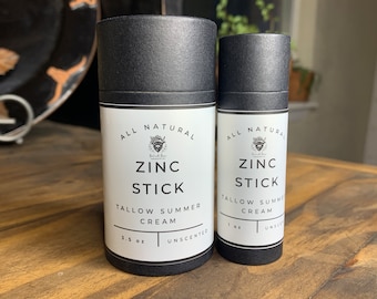 Grassfed Tallow Zinc Stick Summer Cream | Uncoated Pharmaceutical Grade Non-Nano Zinc Oxide | Panhandle Prairie | No Seed Oils