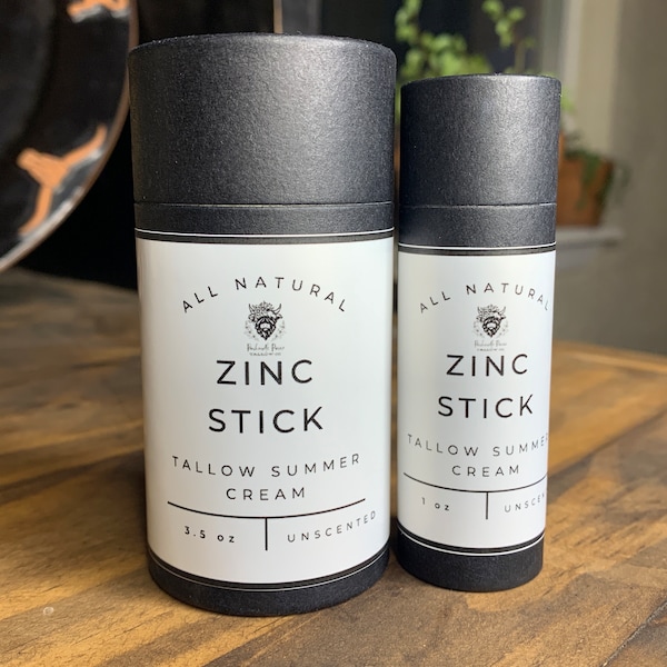 Grassfed Tallow Zinc Stick Summer Cream | Uncoated Pharmaceutical Grade Non-Nano Zinc Oxide | Panhandle Prairie | No Seed Oils