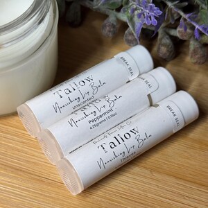 Grass-fed Tallow Lip Balm | Unscented | Peppermint | Thieves |