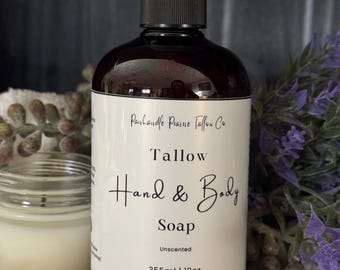 All Natural Unscented Grassfed Grassfinished Tallow Liquid Soap No Seed Oils