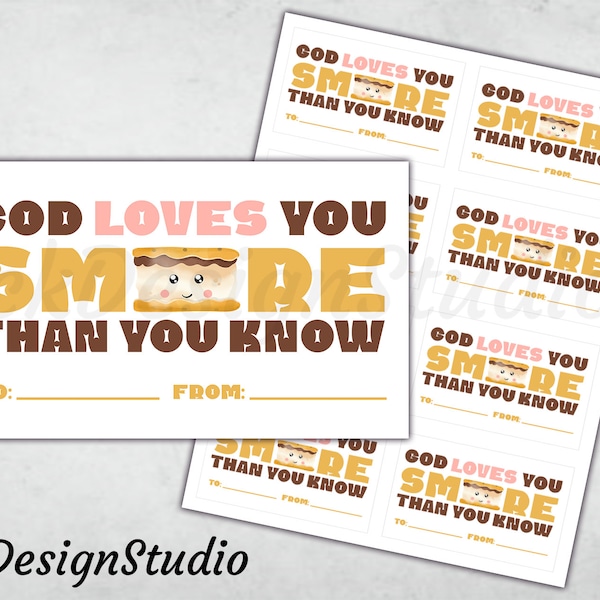 PRINTABLE God Loves You Smore Than You Know Tag | Instant Download | Smores