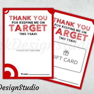 PRINTABLE Thank You For Keeping Me On Target!  | Teacher Appreciation Gift Card Holder | Instant Download |
