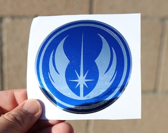 Calcomanía de vinilo multicapa de la Orden Jedi Azul de Star Wars, 3,5 pulgadas