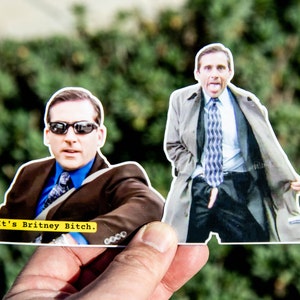 Michael Scott (Flashing & It&#39;s Britney Bitch)  The office Two Piece Glossy Sticker