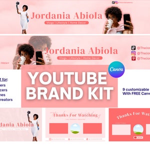 Lifestyle Vlogger Youtuber Branding Kit College Vlogs Editable Canva Template with Animated Intro Outro Banner Thumbnail Trendy Starter Pack