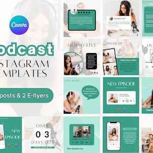 Podcast Instagram template Podcast Coach Canva Instagram Podcast templates Podcast download Canva Podcast social media Podcast flyer Course