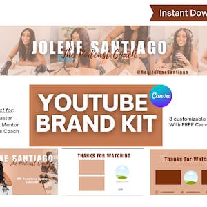 Podcast Mentor Coach Aesthetic Youtube Branding Kit Business Mentor Editable Thumbnails Intros Outros Banner Canva Templates Trendy