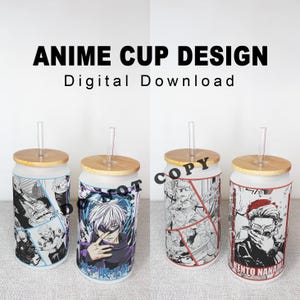 Bundle - Anime Cup Wrap -Digital Download - Jujutsu Kaisen - Sublimation Design File - Manga Panels Png file - Anime Gift Manga Cup Glass