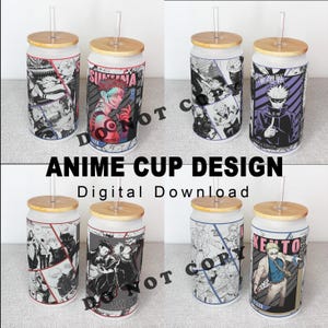 Bundle - Anime Cup Wrap -Digital Download - Jujutsu Kaisen - Sublimation Design File - Manga Panels Png file - Anime Gift Manga Cup Glass