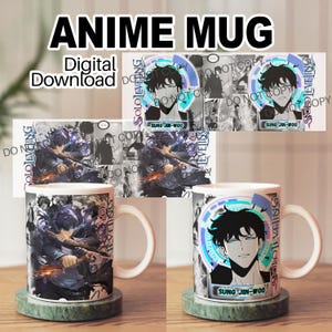 Bundle - Anime Cup Wrap -Digital Download - Sublimation Design File - Mug Cup Png file - Anime Gift Manga Cup